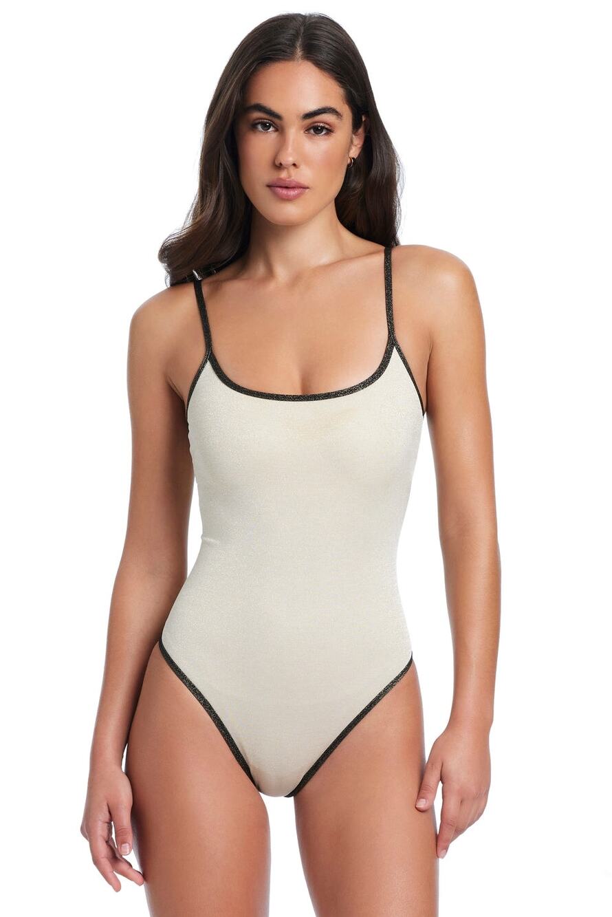 Red Carter Women Papyrus Metallic Shimmer Classic Tank One Piece Swimsuit Size M
